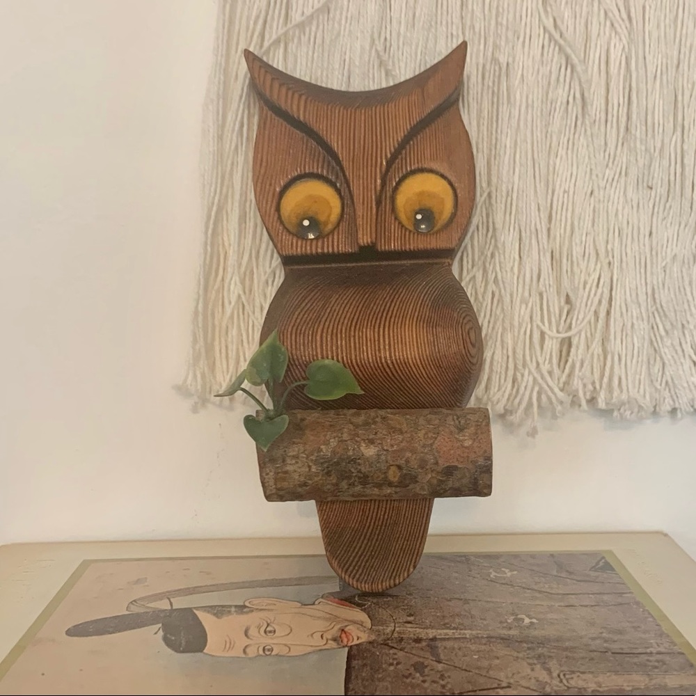 Vintage Wooden Owl Wall Art